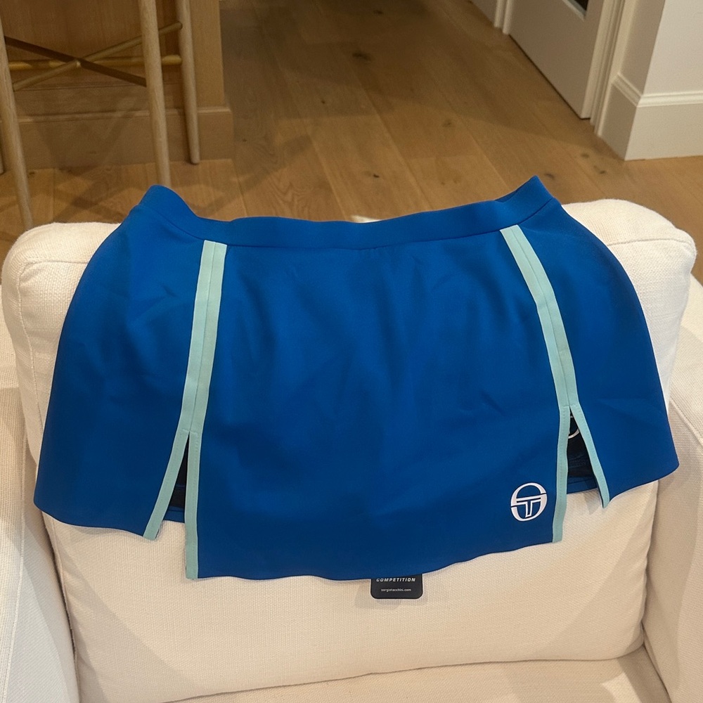 Sergio Tacchini Blue Skirt with Light Green Trim for tennis